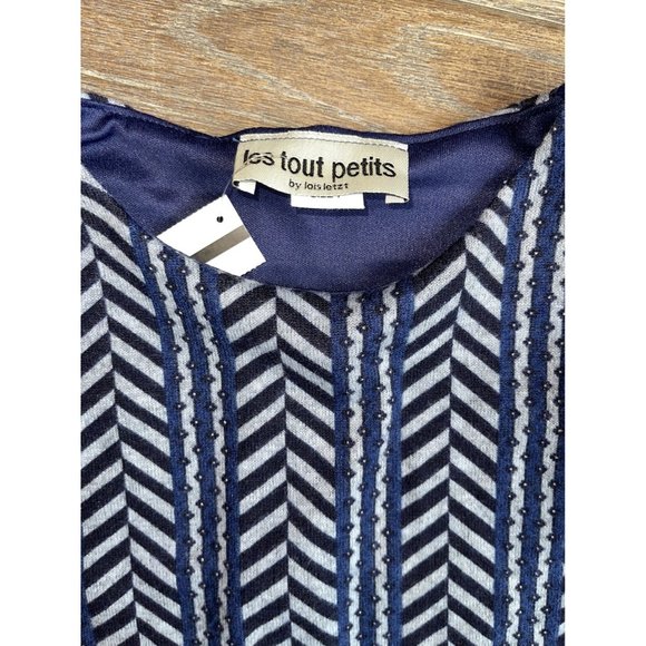 NEW Les Tout Petits Girls Navy Blue Print Dress Sz 7 - Picture 4 of 6